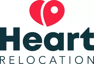 Heart Relocation Logo Read heart with words Heart Relocation written below